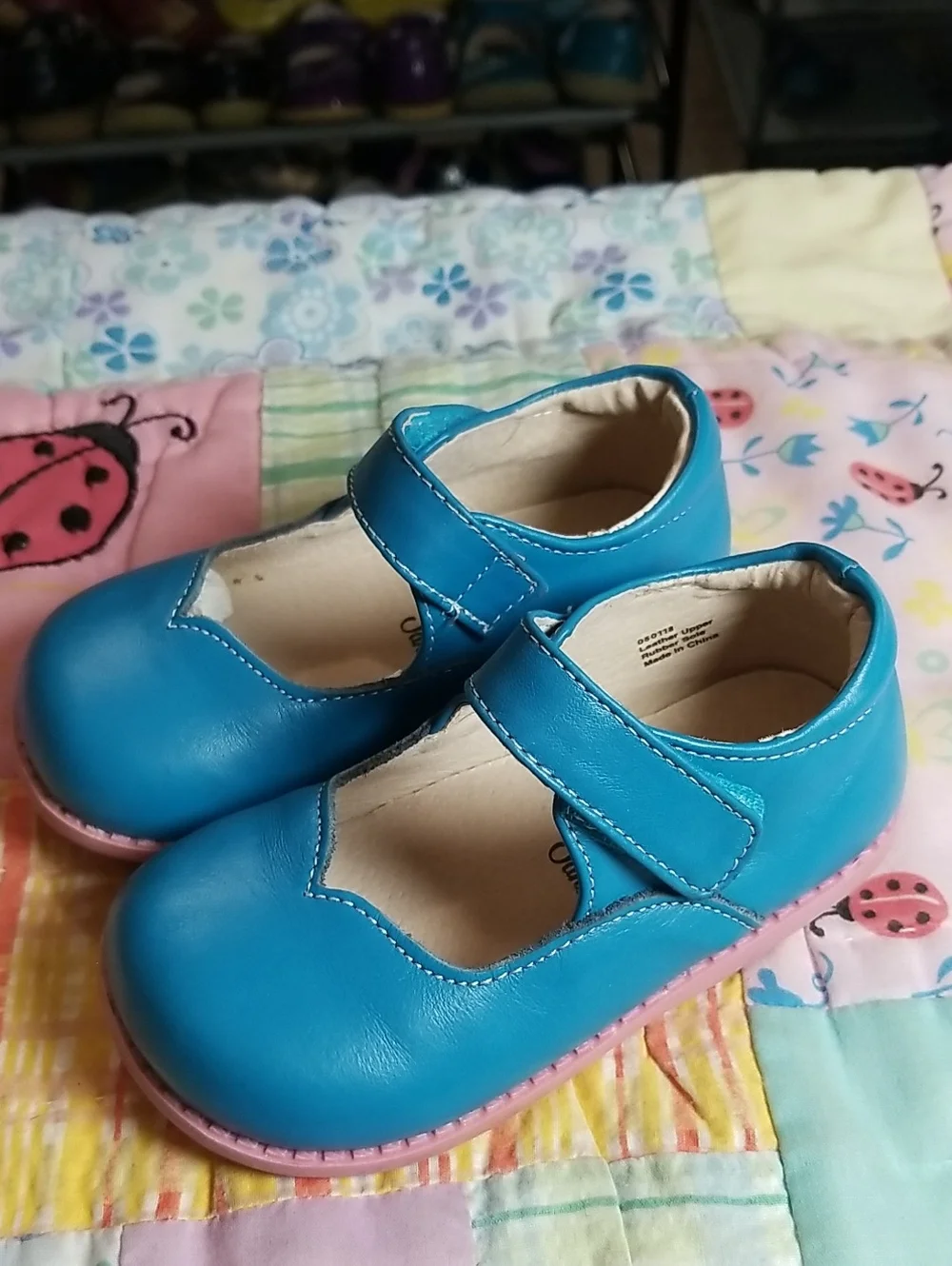 Matilda Jane Teal Blue Mary Janes with Pink Soles Size 8 Livie & Luca Astrid